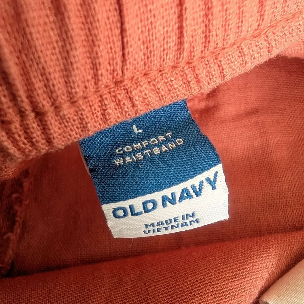 Old Navy High-Waisted Linen-Blend Pull-On Shorts Orange Size Large